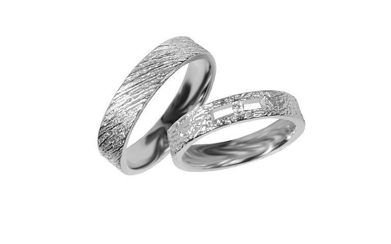 45405+45406-wedding rings, white gold 750